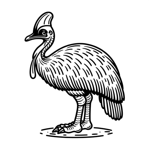 Children&#8217;s Simple Cassowary Coloring Page