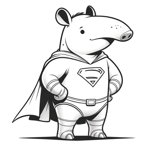Children&#8217;s Superhero Tapir Coloring Page
