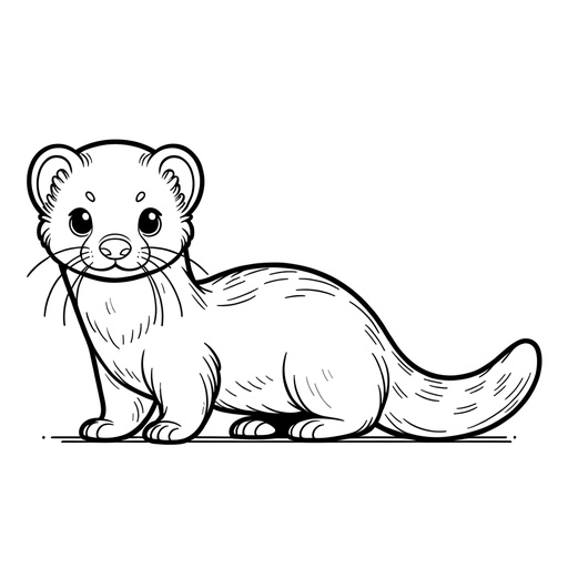 Children&#8217;s Simple Ferret Coloring Page