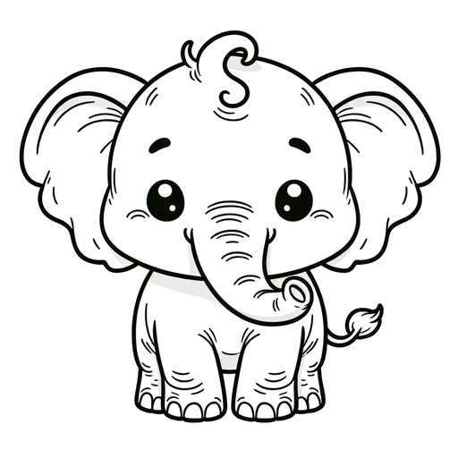 Children&#8217;s Cute African Elephant Coloring Page