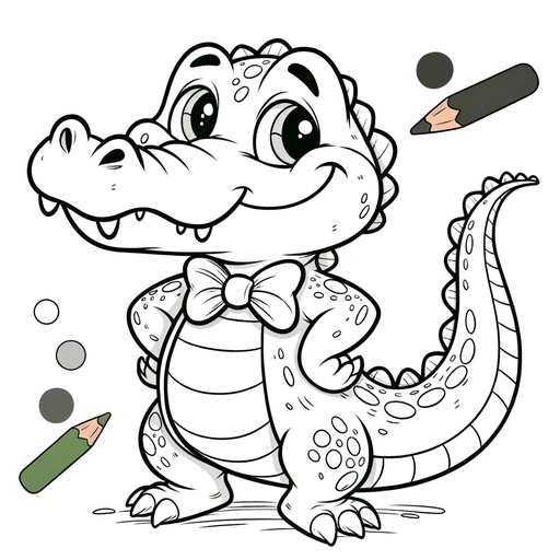 Children&#8217;s Cute Crocodile Coloring Page