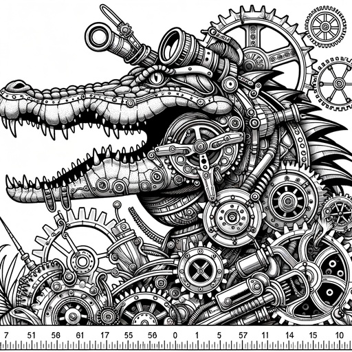 Children&#8217;s Steampunk Crocodile Coloring Page