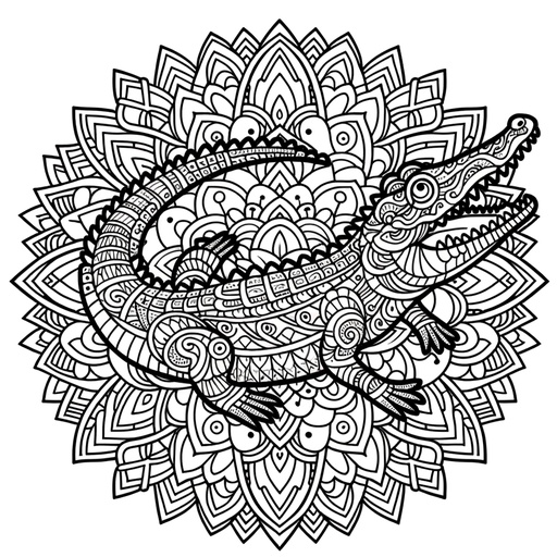 Children&#8217;s Crocodile Mandala Coloring Page