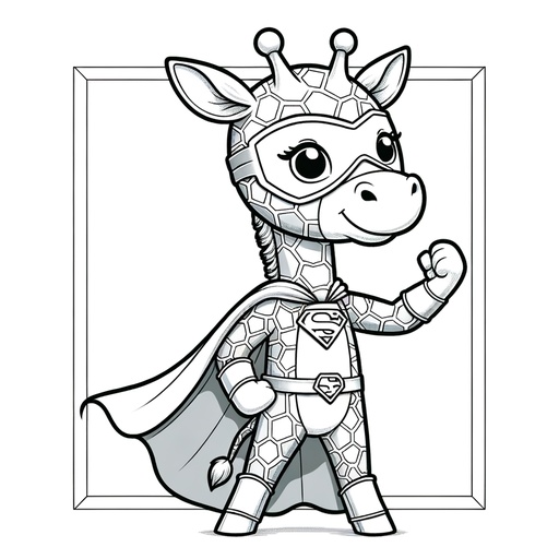 Children&#8217;s Superhero Giraffe Coloring Page