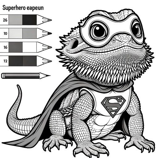 Children&#8217;s Superhero Bearded Dragon Coloring Page