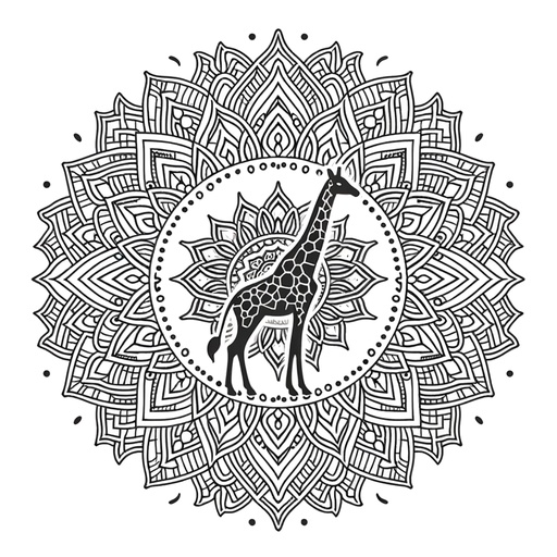 Children&#8217;s Giraffe Mandala Coloring Page