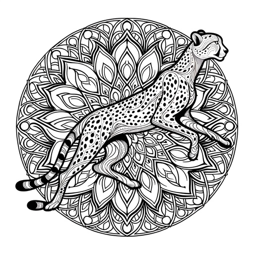 Children&#8217;s Cheetah Mandala Coloring Page