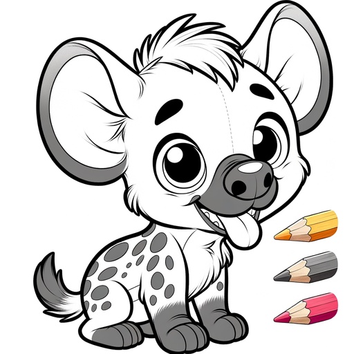 Children&#8217;s Cute Hyena Coloring Page