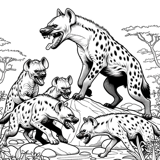 Children&#8217;s Hyena in Nature Coloring Page