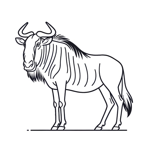 Children&#8217;s Simple Wildebeest Coloring Page