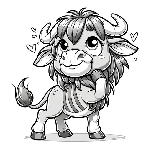 Children&#8217;s Cute Wildebeest Coloring Page