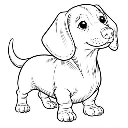 Children&#8217;s Simple Dachshund Coloring Page