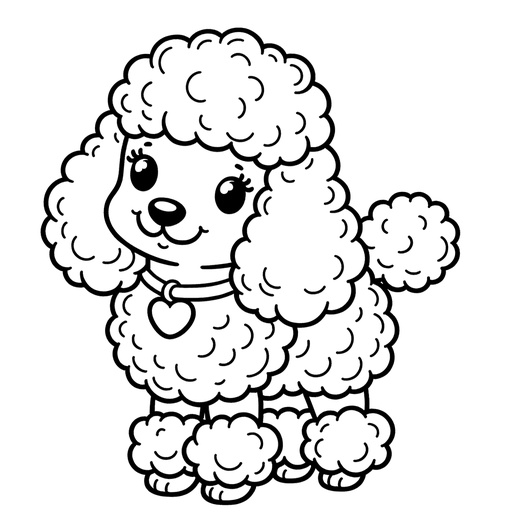 Children&#8217;s Simple Poodle Coloring Page