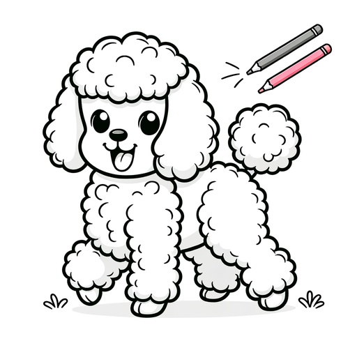 Children&#8217;s Cute Poodle Coloring Page