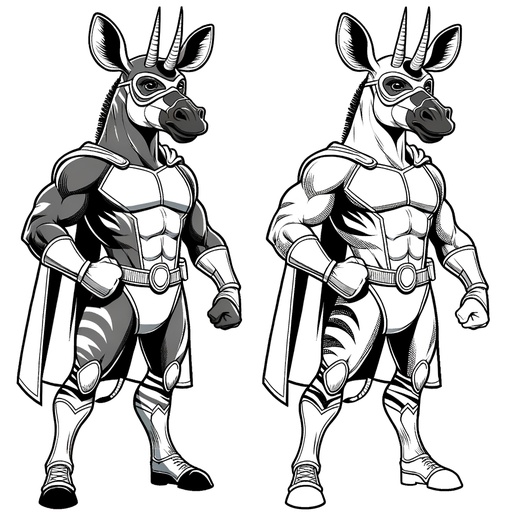 Children&#8217;s Superhero Okapi Coloring Page