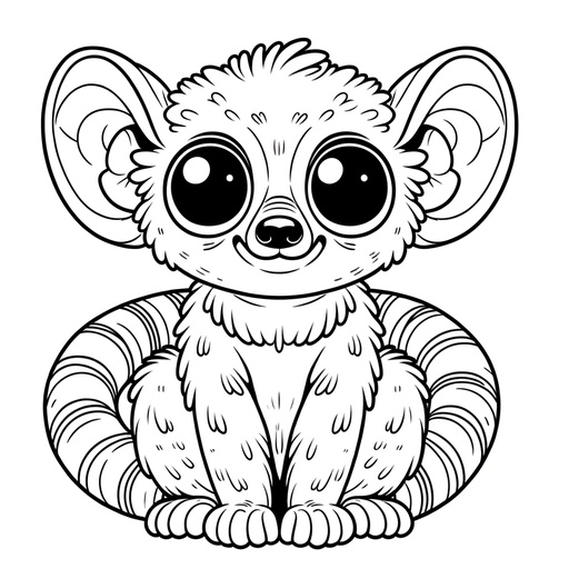 Children&#8217;s Simple Aye-Aye Coloring Page