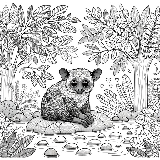 Children&#8217;s Mindful Aye-Aye Coloring Page