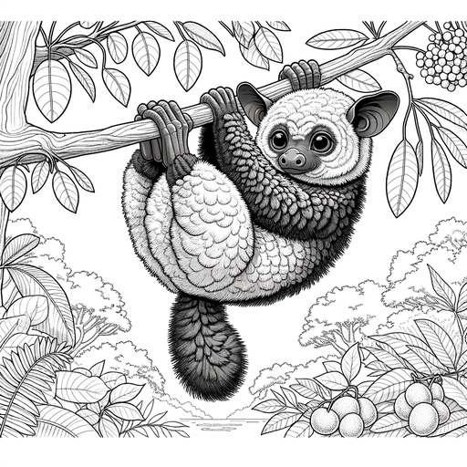 Children&#8217;s Aye-Aye in Nature Coloring Page