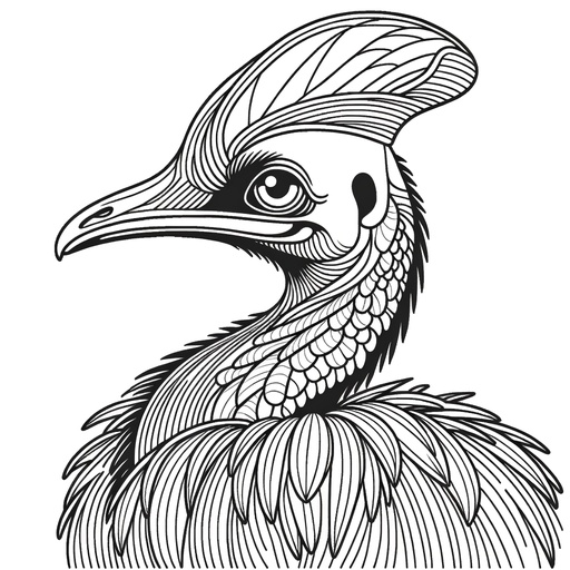 Children&#8217;s Simple Cassowary Coloring Page