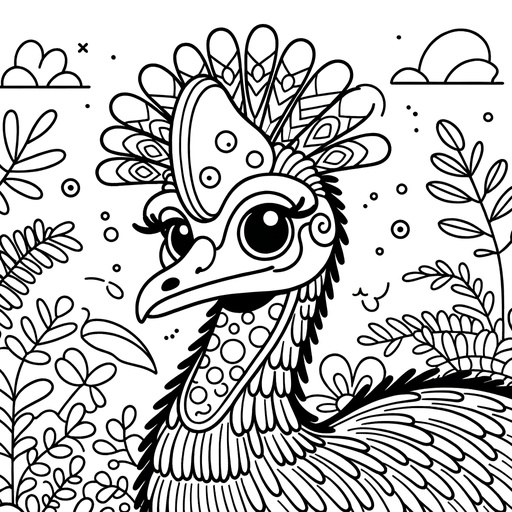 Children&#8217;s Cute Cassowary Coloring Page