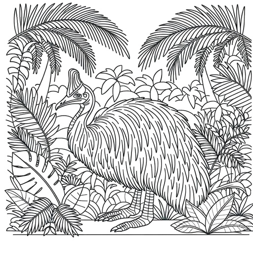 Children&#8217;s Mindful Cassowary Coloring Page