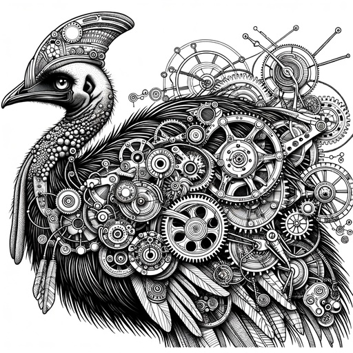 Children&#8217;s Steampunk Cassowary Coloring Page