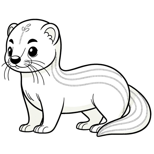 Children&#8217;s Simple Ferret Coloring Page