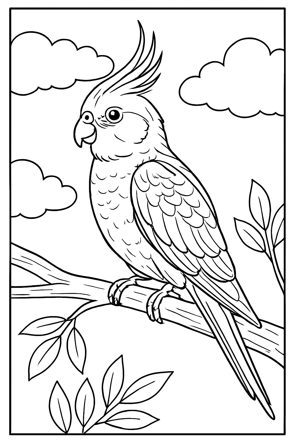 Cockatiel coloring page for children