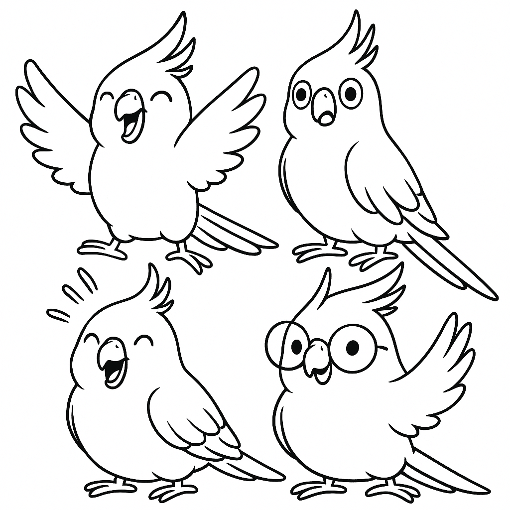 Fun cockatiel coloring page image